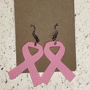 Faux leather breast cancer awareness earrings